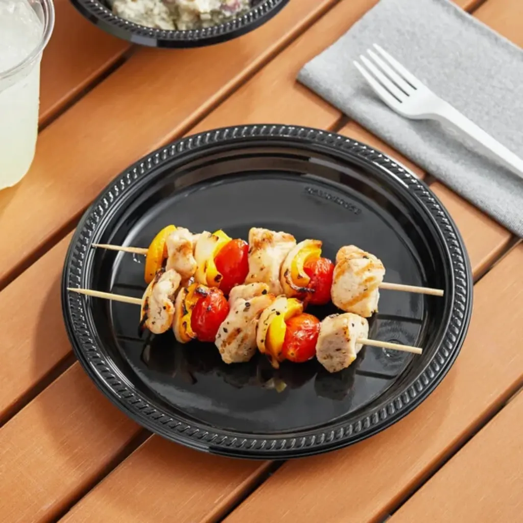[9BKBOU]  Plate BLK Plastic 9 in Round HVY 500 Unit