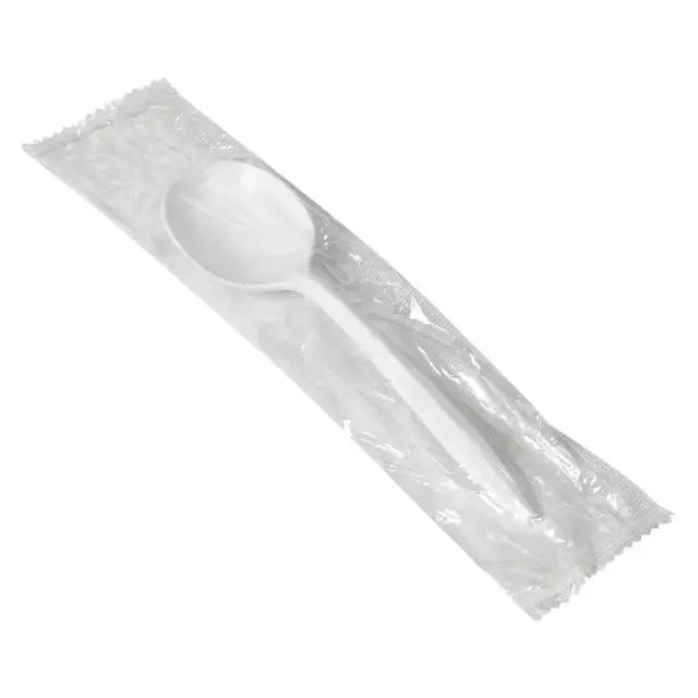 Spoon PP White Medium Wrapped 1000/Case