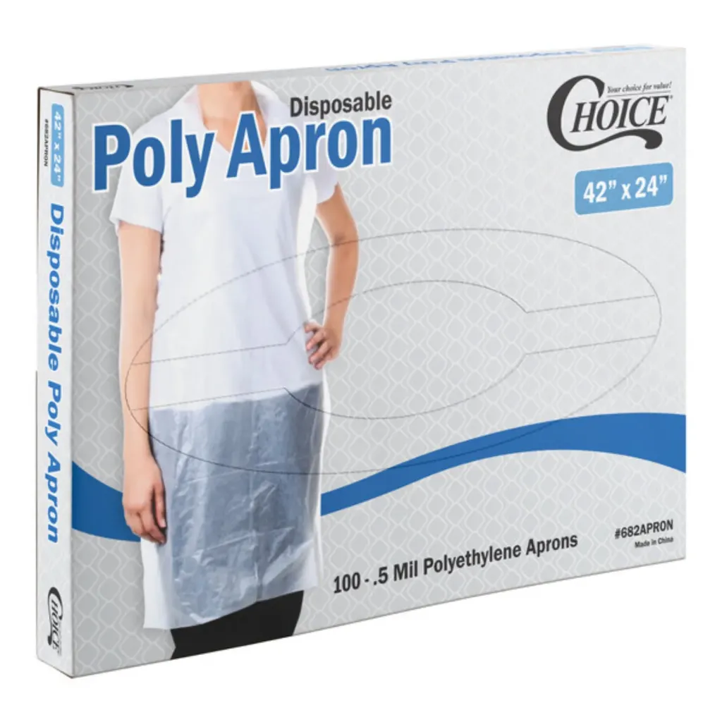 [Apron] Disposable White .50 Mil Poly Apron - 42" x 24" - 100/Box