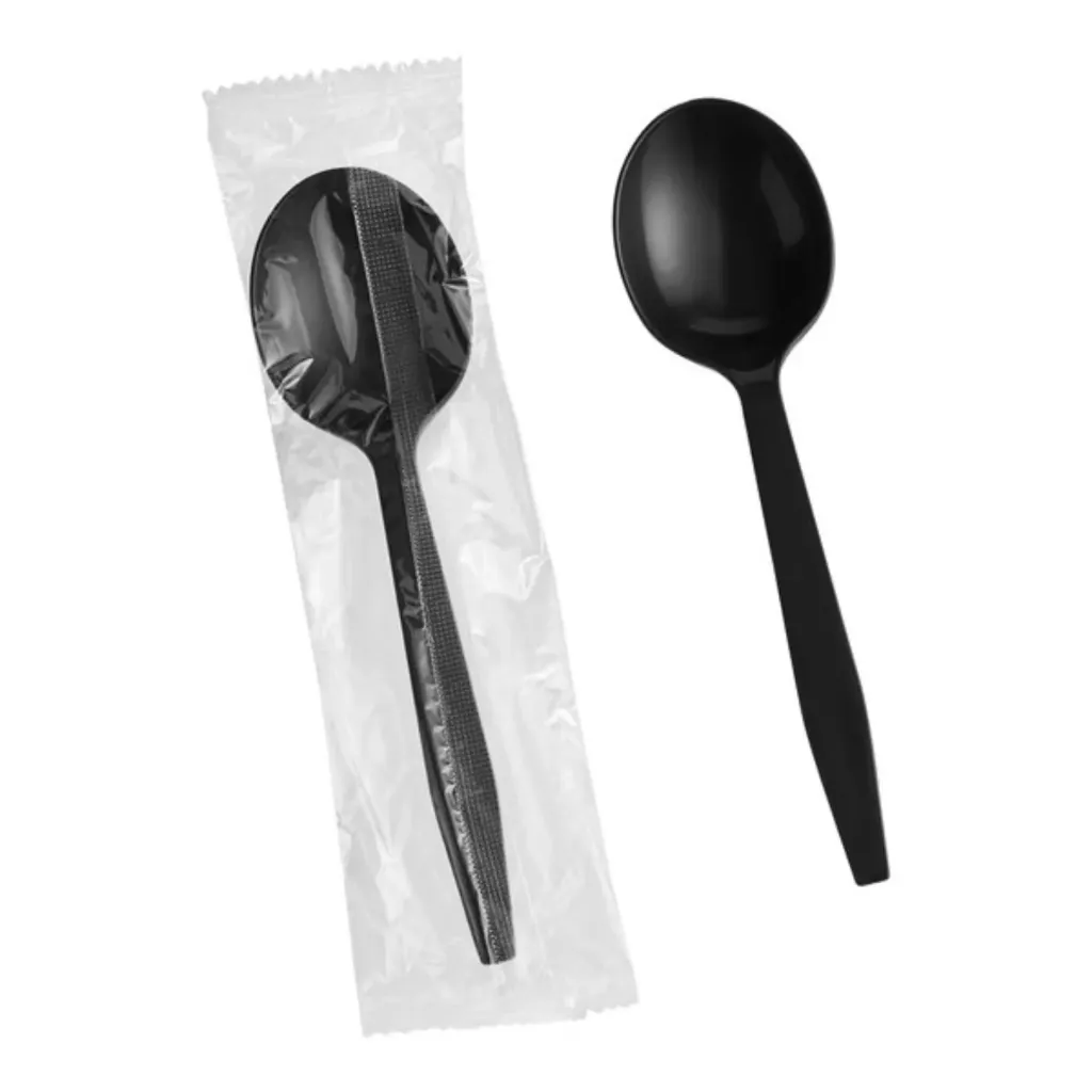 [SPOON-WH] Teaspoon Heavy Black Wrapped 1.000 Unit