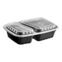 Container Black 30 Oz  2 Comp Rectangular 150 Unit Microwavable