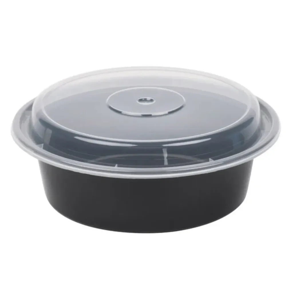 [729] Container 32 Oz Circular Black 150 Pcs Microwavable