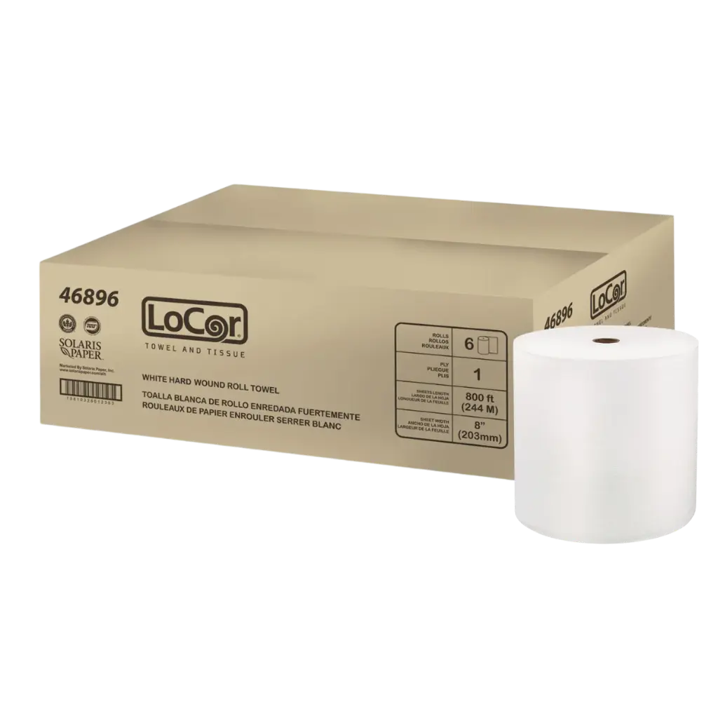 [P-RT630] Roll Towel White 7X850 Feet Locor (Hardwound Paper Towel)