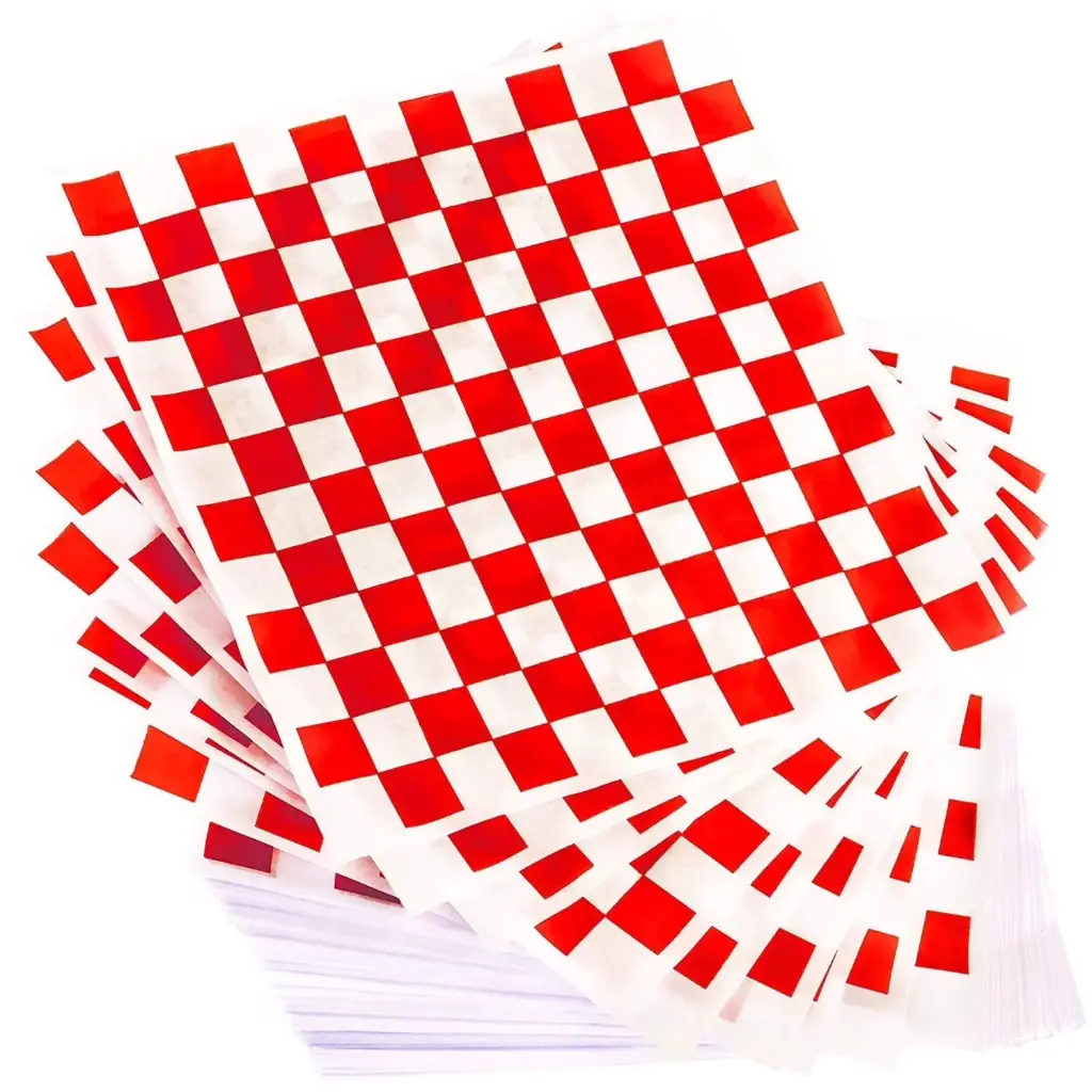 [WAX] Wax Paper 12X12 Red And White 1,000 Pcs